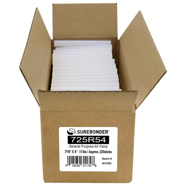 Barras de pegamento caliente Surebonder, 11 cm, para todas las temperaturas, caja de 2,3 kg, transparente