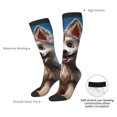 thumbnail image 3 of Goofa Blue Sky Cute Wolf Pattern Adult Stockings, Color-Block Knee High Socks, Comfortable and Breathable, Soft and Stretchable, Sports, and Decoration, 3 of 5