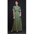thumbnail image 2 of Bimba Rayon Leaves & Peony Floral Printed Gown Kimono Sleeves Summer Long Maxi SlitÂ&nbsp;Dress-Small, 2 of 6