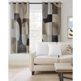 thumbnail image 2 of Black Brown Geometric Kitchen Curtains Modern Abstract Textured Cafe Short Curtains for Bathroom Blackout Window Curtain Grommet Small Window Treatment Tier Drapes for Bedroom Living Room 27.5"x39"x2, 2 of 9