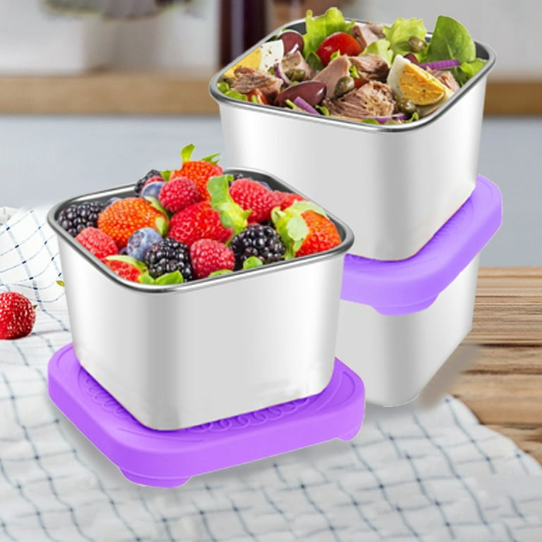 Stainless Steel Snack Containers for Kids, Easy Open Leak Proof Small Food  Cont