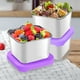 thumbnail image 5 of Paquete de 3 recipientes de acero inoxidable para refrigerios de 6 oz, pequeños recipientes metálicos para almacenar alimentos con tapas herméticas de fácil apertura para comidas para, 5 of 8