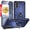 Blue, variant on TJS for Motorola Moto G 5G (2024) Phone Case, with Tempered Glass Screen Protector, Impact Resistant Hybrid Metal Ring Magnetic Support Kickstand Cover (Black)