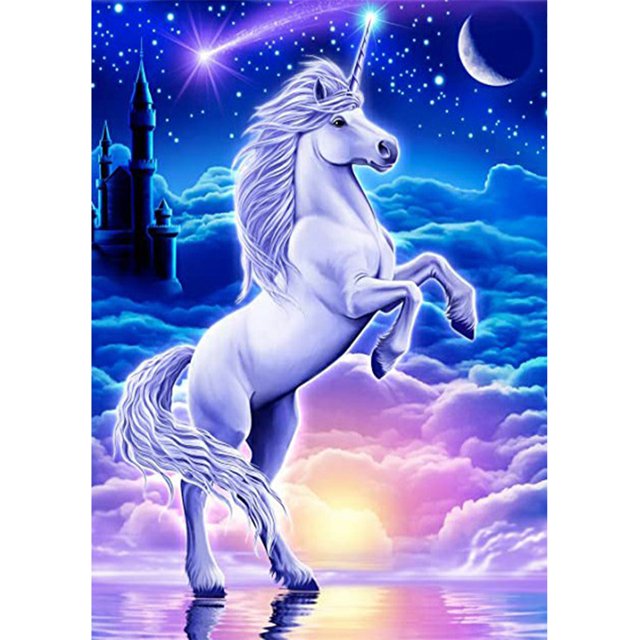 Pintura Diamante (DE6615) 5D DIY Diferentes Animales Cuadrado (Caballo Cuerno) 45x60cm Hugtrwg Para estrenar