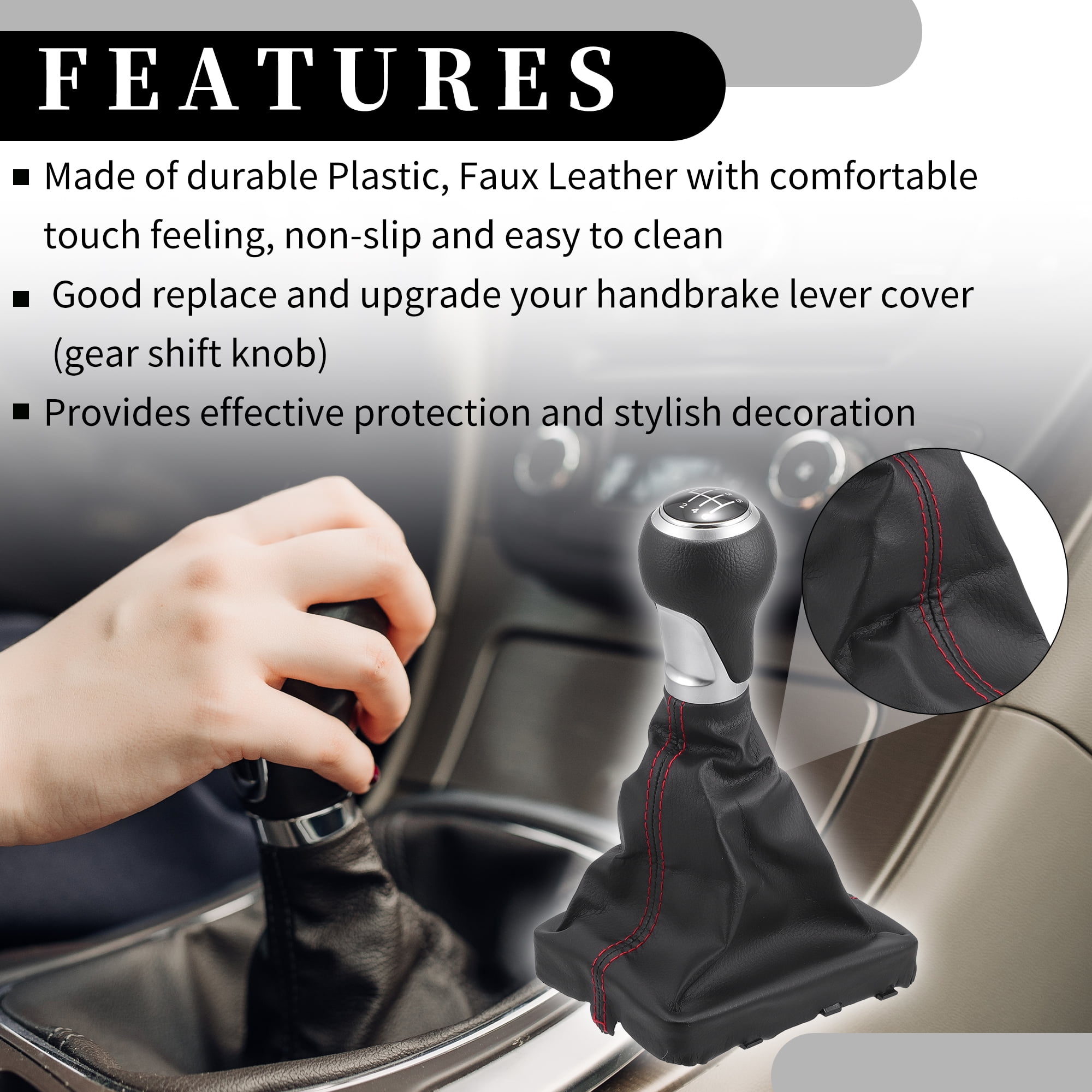 6 Speed Manual Gear Shift Knob with Dust Cover - Stick Shifter Knob - for Audi A6 2004-2008 Plastic