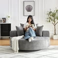 thumbnail image 6 of 55''l Grey Chenille Foam Swivel Sleeper, Fluffy Modern For Living, Bedroom, Lounge, Projection Room, 360 Degree Spin, Easy Setup Chair, 55''l, Rotation Living Space, Area, Grey, Install, 6 of 6
