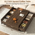 thumbnail image 4 of 55" Rectangle Coffee Table with 4 Storage Drawers, Modern Farmhouse Wood Center Table for Large Living Room Sectional Sofa, Walnut Finish, 4 of 10