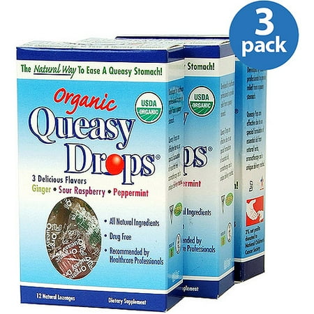 Three Lollies Queasy Pop Drops Organic Assorted Flavors, (Pack of 3)