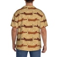 thumbnail image 3 of Balery Dachshund Dog Puppy Camisa Casual de Manga Corta con Botones para Hombre, Texturizada, Estilo Cubano, para Playa, Verano-Medium, 3 of 5