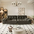 thumbnail image 2 of 104.7 " Modern 4-Seat Cloud Sofa with Wide Removable Armrests, Tufted Sofa with Metal Legs, Comfy Chenille Upholstered Couch with 2 Pillows for Living Room,Bedroom,Apartment, Office,Studio, Dark Gery, 2 of 9