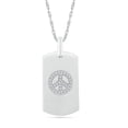 thumbnail image 1 of DGOLD Sterling Silver Round White Diamond Unisex Dog Tag Peace Pendant (1/6 cttw), 1 of 2
