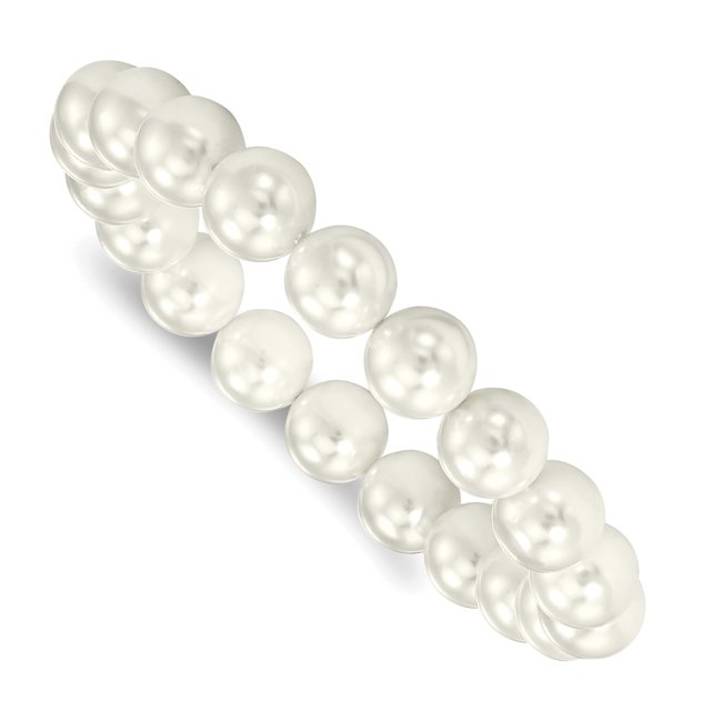 10 11mm White Simulated Shell Pearl Stretch Wrap Bracelet Adjustable Bead Beadsed