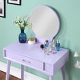 thumbnail image 3 of Purple Wood Dressing Table And Stool - Modern Design, 32.47"w X 16.74"d 30.24"h, Enhances Your Bedroom Decor Contemporary Vanity Stool, Tapered Legs, 31.5"w 15.75"d Top, 16.74"w 17.52"h Stylish, 3 of 3
