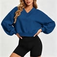 thumbnail image 2 of Cropped Hoodie for Womens Casual Crewneck Sweatshirts Workout Long Sleeve Drawstring Hooded College Teen Preppy Crop Tops Clothes 2026, 2 of 6