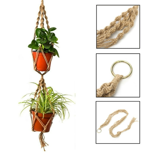 43.3" Durable Hemp Jute Macrame Plant Hanger Rope Double Layer Hanging