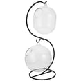 thumbnail image 1 of 1 Set Hanging Glass Aquarium Fish Bowl Fish Tank Multi-functional Flower Plant Vase with Rack, 1 of 8