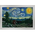 thumbnail image 1 of Northwest - Van Gogh Starry Night - Bigfoot - Lantern Press Artwork (18x12 Giclee Art Print, Gallery Framed, Silver Wood), 1 of 1