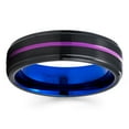 thumbnail image 2 of 6mm Purple Wedding Ring,Black Tungsten Ring,Engagement Ring,Anniversary Ring,Blue Tungsten Ring,Comfort Fit Ring, 2 of 4