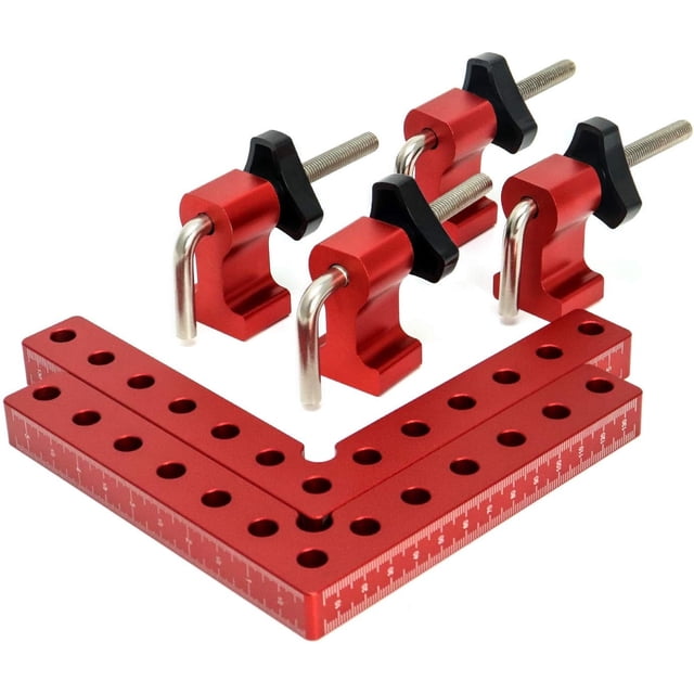 Abrazadera de fijación de abrazaderas de ángulo recto cuadrados de posicionamiento de 90 grados, herramienta de carpintero de carpintería de aleación de aluminio, 5,5 "× 5,5", 2 uds.