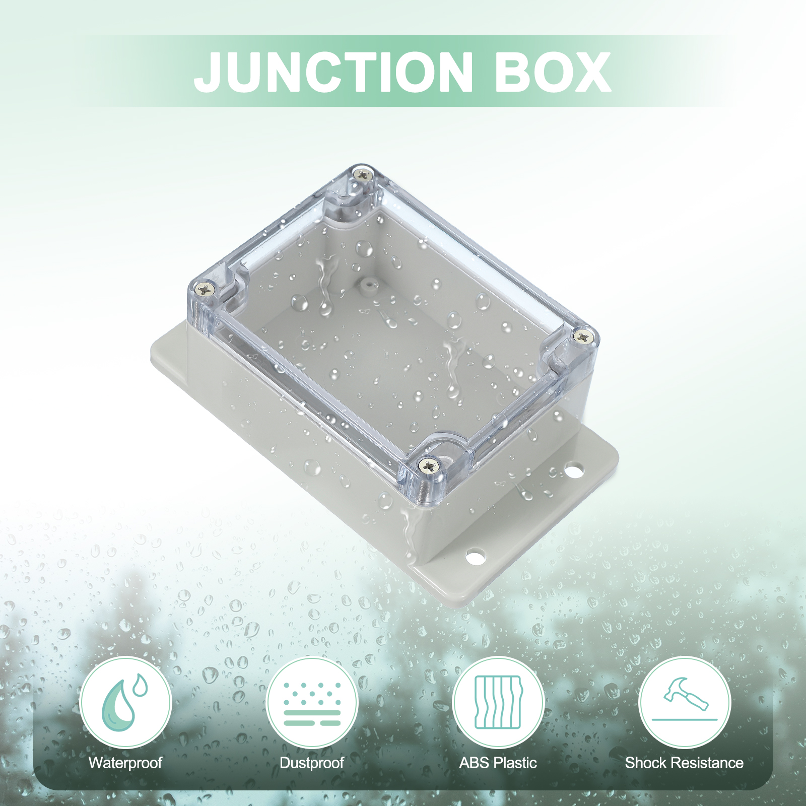 Uxcell Junction Box, Electrical Enclosure Box ABS Plastic Waterproof Outlet Plug Cover Cord Protector with Mounting Plate for Outdoor Indoor Electric Projects White/Transparent 115 x 90 x 68 mm