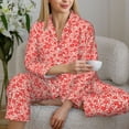 thumbnail image 6 of Lsque Red Pretty Flowers Pattern Long Sleeve Pajama Set for Women - Soft 2-Piece Sleepwear and Loungewear Set with Pockets, Comfy Nightwear-Large, 6 of 7