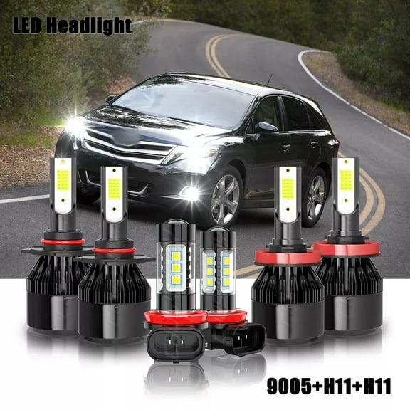 For Toyota Venza 2009-2016 6Pcs LED Headlight Hi-Lo Beam   Fog Light Bulbs Upgrade Kit 6000K White 6x