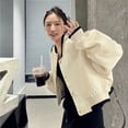 thumbnail image 3 of -Chaqueta corta de bombardero rosa para mujer, Chaqueta corta informal de gran tamaño, moda coreana, estética elegante, Primavera, 3 of 5