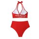 thumbnail image 4 of Mujer cómodo con almohadilla en el pecho sin aros sólido fruncido cuello halter Bikini Split traje de baño OAVQHLG3B Store  lin121212, 4 of 4