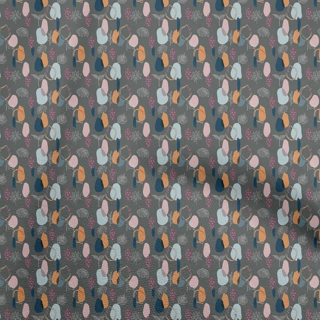 oneOone Georgette Viscose Dark Gray Fabric Tropical Craft Projects Decor Fabric Printed By The Yard 42 Inch Wide