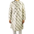 thumbnail image 2 of Hijaz Men's Off White Formal Silky Cotton Floral Print Long Asian Kurta Shirt - XXL, 2 of 3