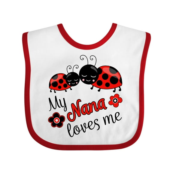 Inktastic My Nana Loves Me with Cute Ladybugs Boys or Girls Baby Bib