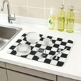thumbnail image 2 of Diatomaceous Stone Dish Drying Mat, Checkered Quick Dry Dish Drying Mats for Kitchen Counter, Dishes, Cups, and Utensils Black 15.7*11.8 inch, 2 of 7