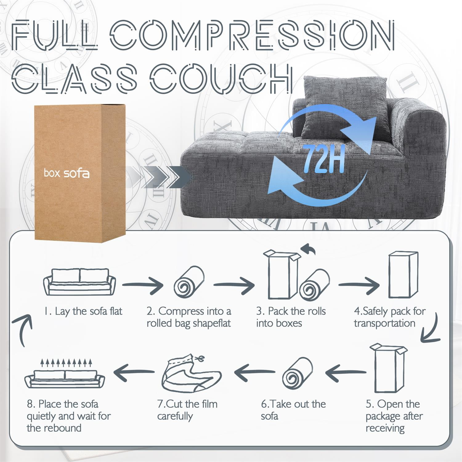 Demi Bonn 62" Plush Chenille Loveseat Sofa, Modular Sleeper for Living Room, Bedroom, Apartment Lounge, Stylish & Comfortable Couch, Gray