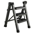 thumbnail image 4 of davian Folding Ladder 3 Step Portable Antislip Stepladder Sturdy Iron Work Ladder Compact Multifunctional Lightweight Suitable for Household Kitchen Garage I Black, 4 of 8