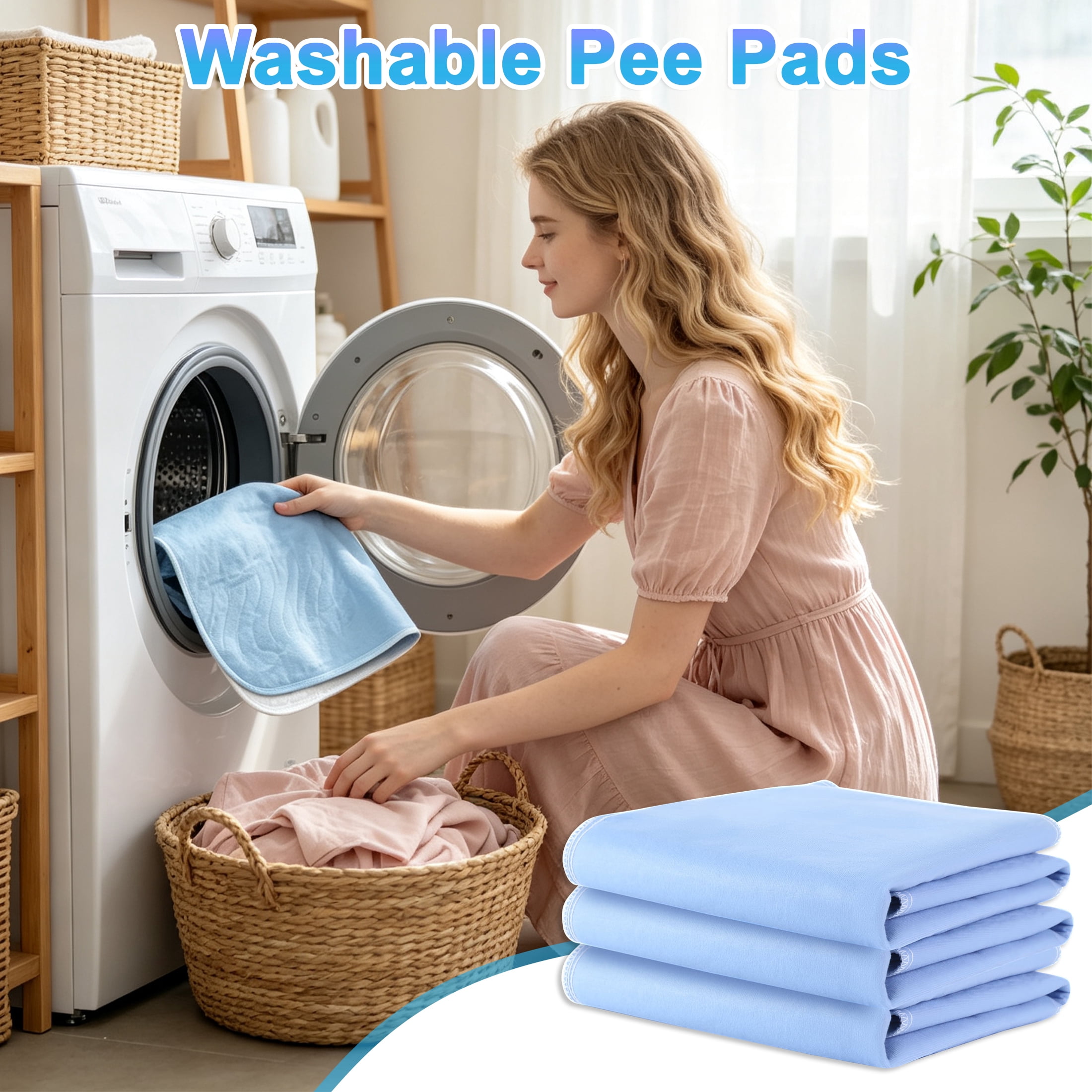 3 Pack Washable Pee Pads, 18×24 Inch Reusable Waterproof Underpads, Absorbent Non-Slip Incontinence Bed Pads for Pets Kids Adults Elderly
