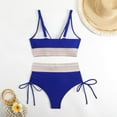 thumbnail image 5 of Women High Waisted Bikini Sets Push Up Swimsuits Tummy Control Bathing Suit Color Block 2 Piece Drawstring Swim Suits Blue XL Clearance, 5 of 8