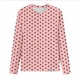 thumbnail image 5 of ctdiral Polka Dot Long Sleeve Tops for Women Crew Neck Loose Fit Shirt Soft Stretchy Pullover Fall Lounge Comfy Daily Wear Pink S, 5 of 5