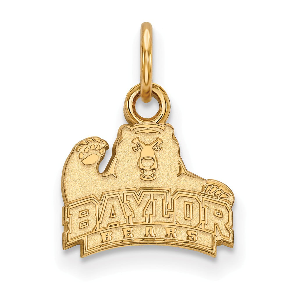 925 Sterling Silver Yellow Gold-Plated Official Baylor University Extra Small Tiny Pendant Charm 15mm x 11mm