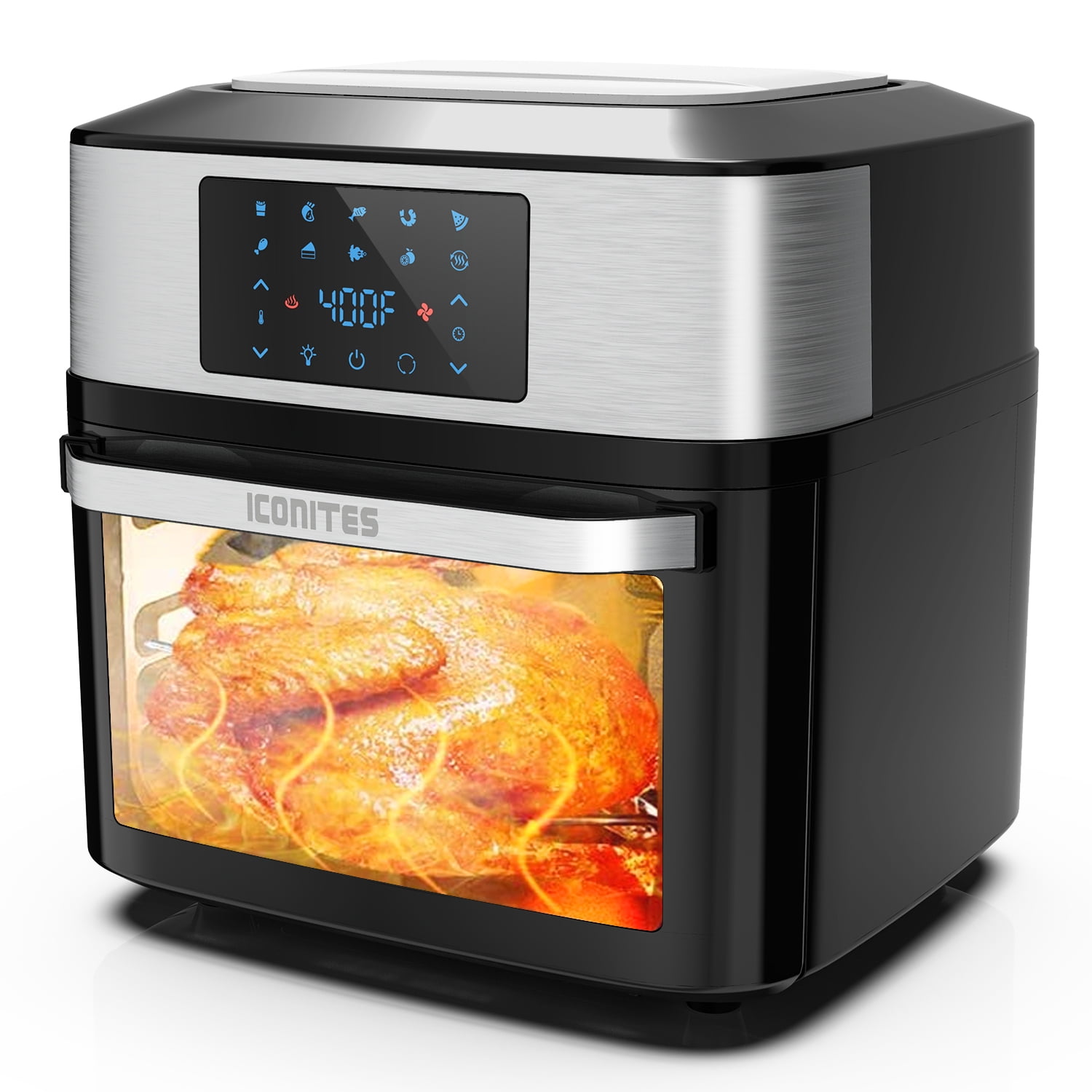 Iconites 20 Quart Air Fryer 10-in-1 Toaster Oven With Rotisserie Black ...