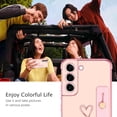 thumbnail image 4 of Cute Love Heart Galaxy S22 Case with Wristband Kickstand, Soft TPU Bumper, Slim Shockproof Cover for Girls Women, Pink, 4 of 16