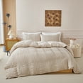 thumbnail image 3 of Soft Breathable Striped Textured Duvet Cover Bedding Khaki King Size, 3 of 7