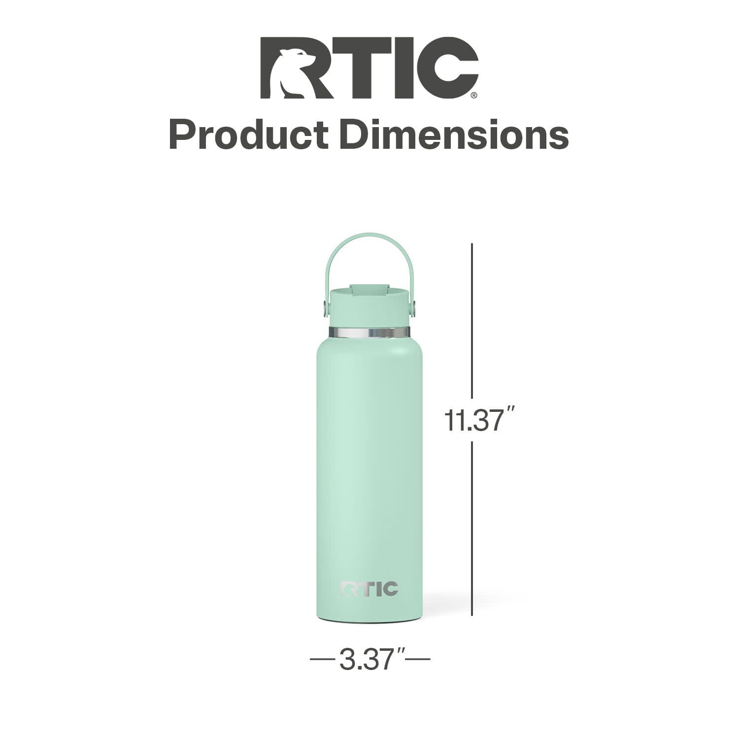 RTIC 40 oz Ceramic Lined Insulated Outback Water Bottle, Leak Resistant, Fresh Mint