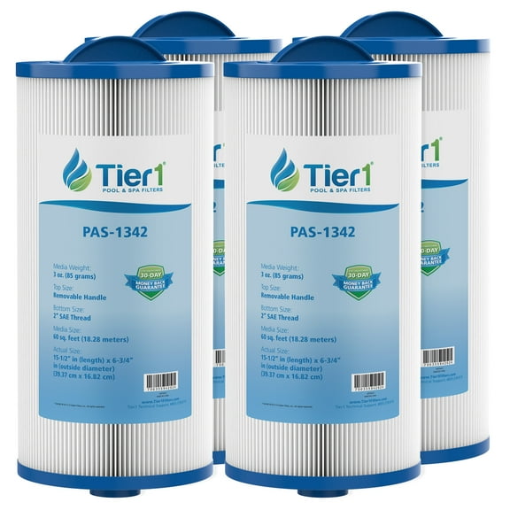 Tier1 Pool & Spa Filter Cartridge 4-pk | Replacement for Jacuzzi J300, J400, 6541-383, Pleatco PJW60TL-OT-F2S, Filbur FC-2715, Unicel 6CH-961, and More | 60 sq ft Pleated Fabric Filter Media