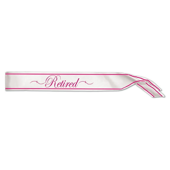Party Central Pack of 6 Pink and White "Retired" Sash Party Favors 33"