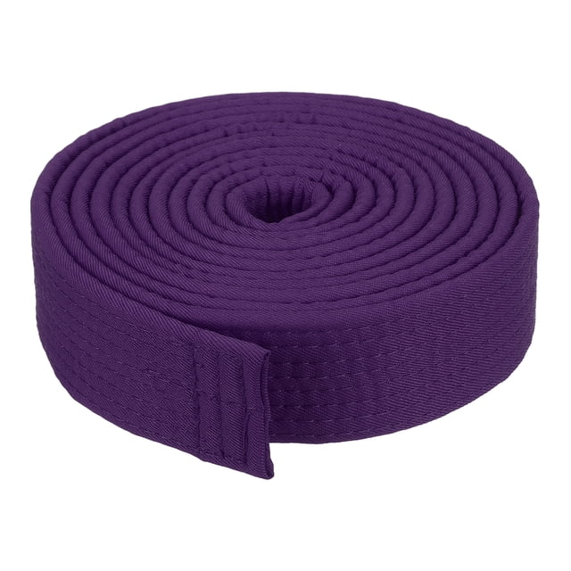 Cinturón de clasificación de Taekwondo Uxcell, cinturón de artes marciales de poliéster Judo Karate para prácticas de enseñanza de entrenadores morado 9.8 pies