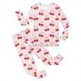 thumbnail image 5 of Hienoo Toddler Girls Pajamas Homewear Set Cherry Bow Long Sleeved T-Shirt Pants Loungewear, 5 of 5