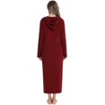 thumbnail image 4 of Womens Zip Up Robe Nightgown Long Hooded Sweatshirt Bathrobe Long Sleeve Housecoat Lounger With Pockets, 4 of 4