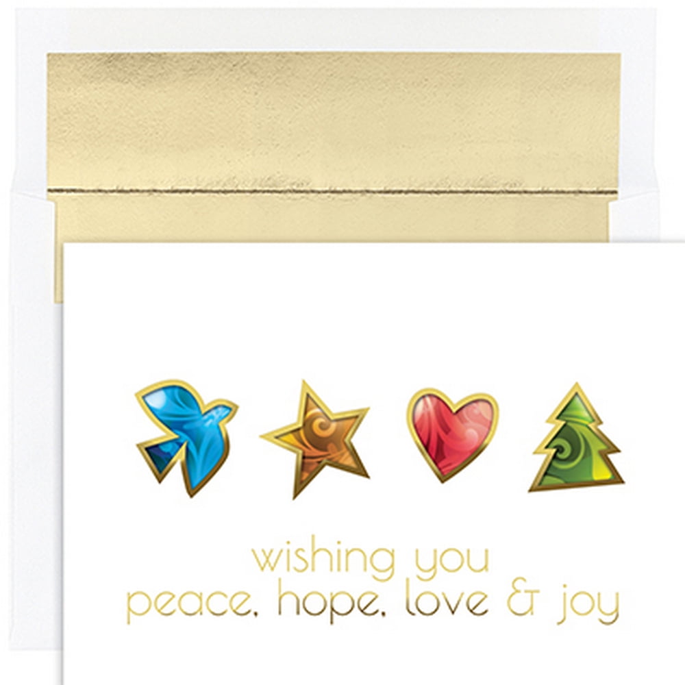 JAM Christmas Card Sets, 16/Pack, Peace, Hope, Love & Joy  Walmart.com