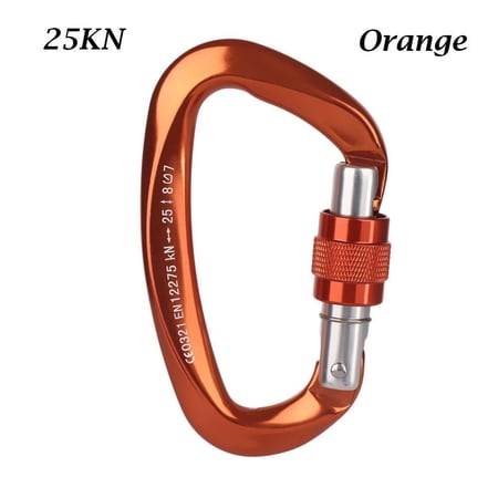 High Quality D Shape Accessories Outdoor Ascend Professional Carabiner Security Master Lock Mountaineering Protective Equipment Climbing Key Hooks ORANGE 25KN
