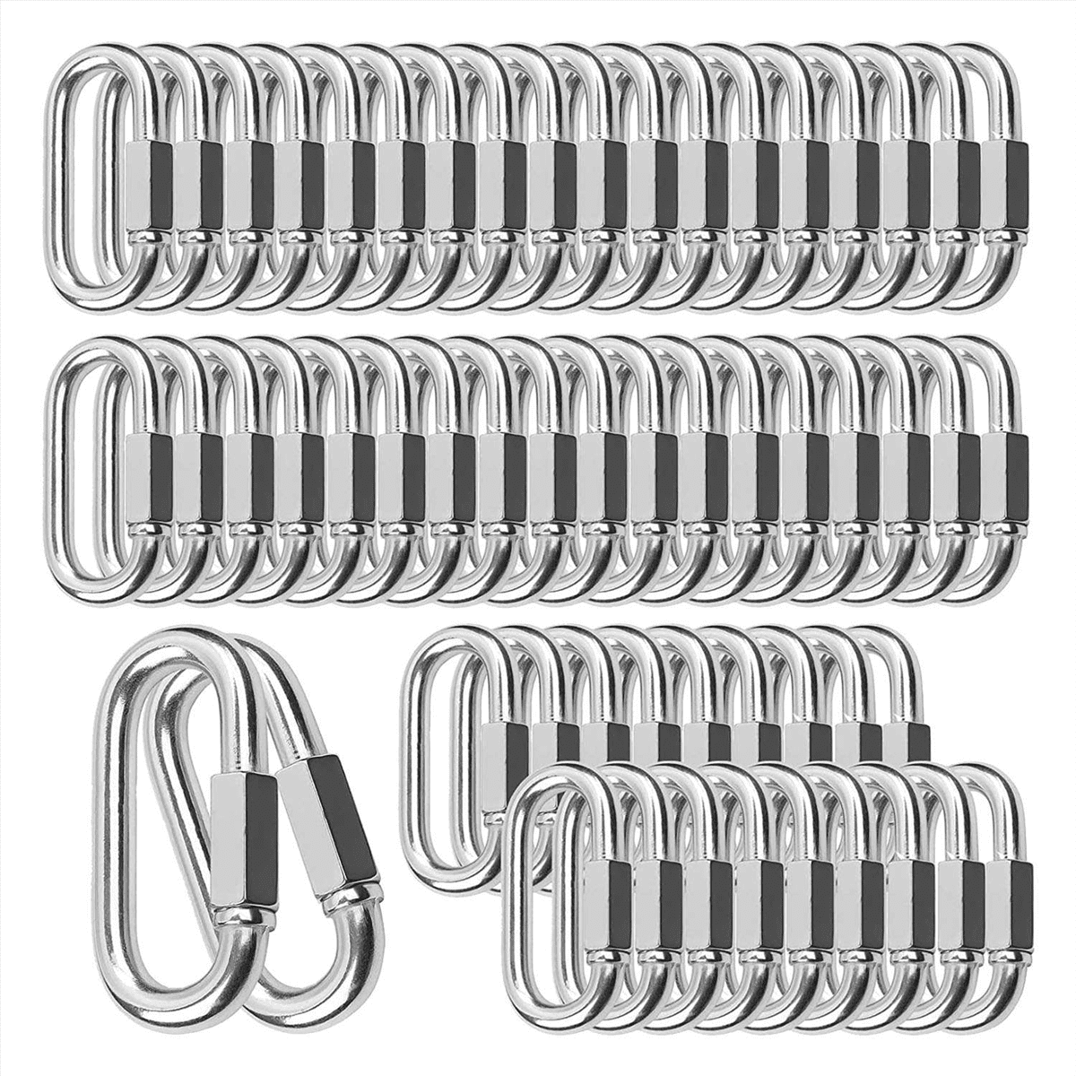 30 Pcs M6 Mousqueton à Maillons Rapides, Verrou à Vis Ovale pour Chaîne de Sécurité Hamac